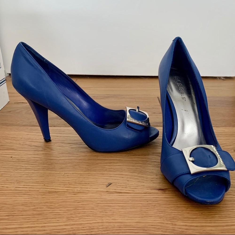 Blue Peep Toe Heels